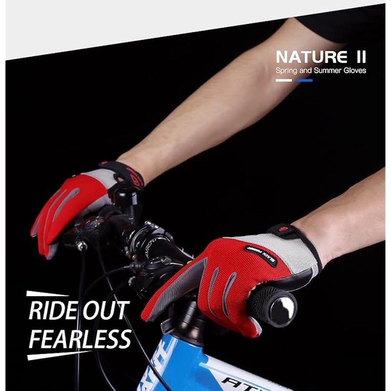 Fullfinger Cycling Gloves for Men Women, Touchscreen Full Finger Bike Gloves for Men Cycling, Paded MTB Glove Biking Glove for Men Bicycle Accessories - Image 2
